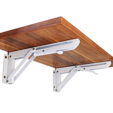 heavy duty white metal triangle table bench folding shelf bracket|folding workbench brackets.